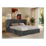 Łóżko tapicerowane EMORA CLASSIC 140x200 - materac pocket - szary, sztruks