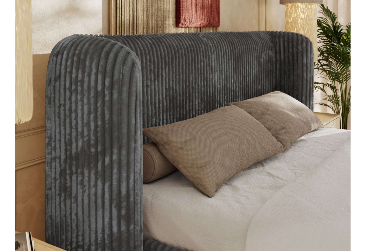 Łóżko tapicerowane EMORA CLASSIC 160x200 - materac pocket - szary, sztruks