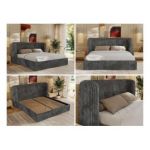 Łóżko tapicerowane EMORA CLASSIC 180x200 - materac pocket - szary, sztruks