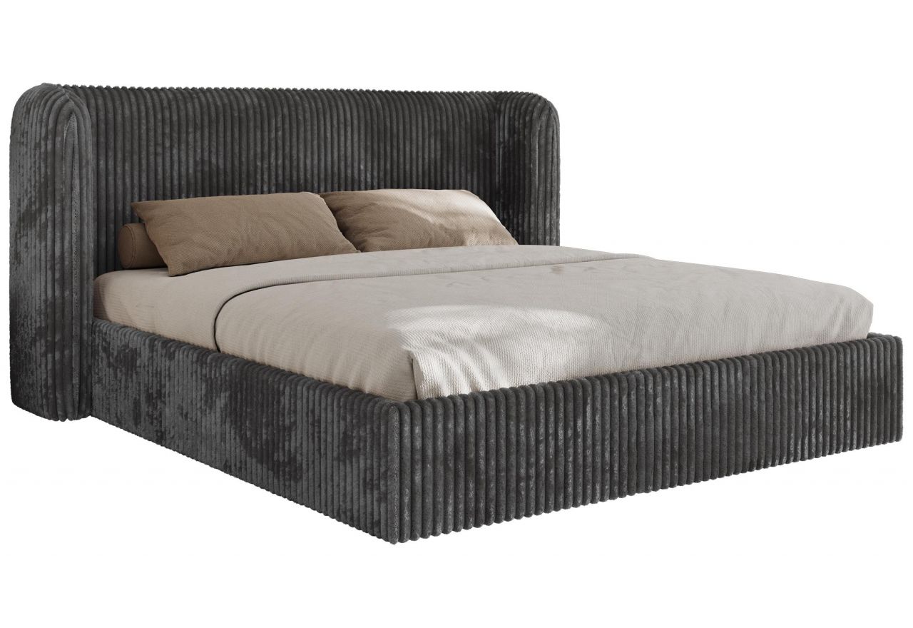 Łóżko tapicerowane EMORA CLASSIC 200x200 - materac pocket - szary, sztruks