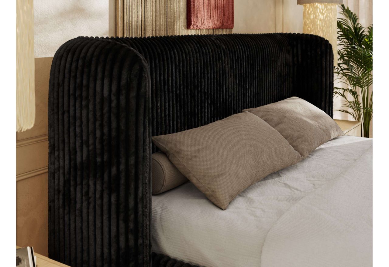 Łóżko tapicerowane EMORA CLASSIC 140x200 - czarny, sztruks