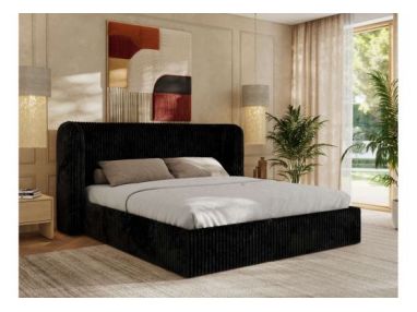 Łóżko tapicerowane EMORA CLASSIC 200x200 - czarny, sztruks
