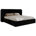 Łóżko tapicerowane EMORA CLASSIC 200x200 - materac multipocket - czarny, sztruks