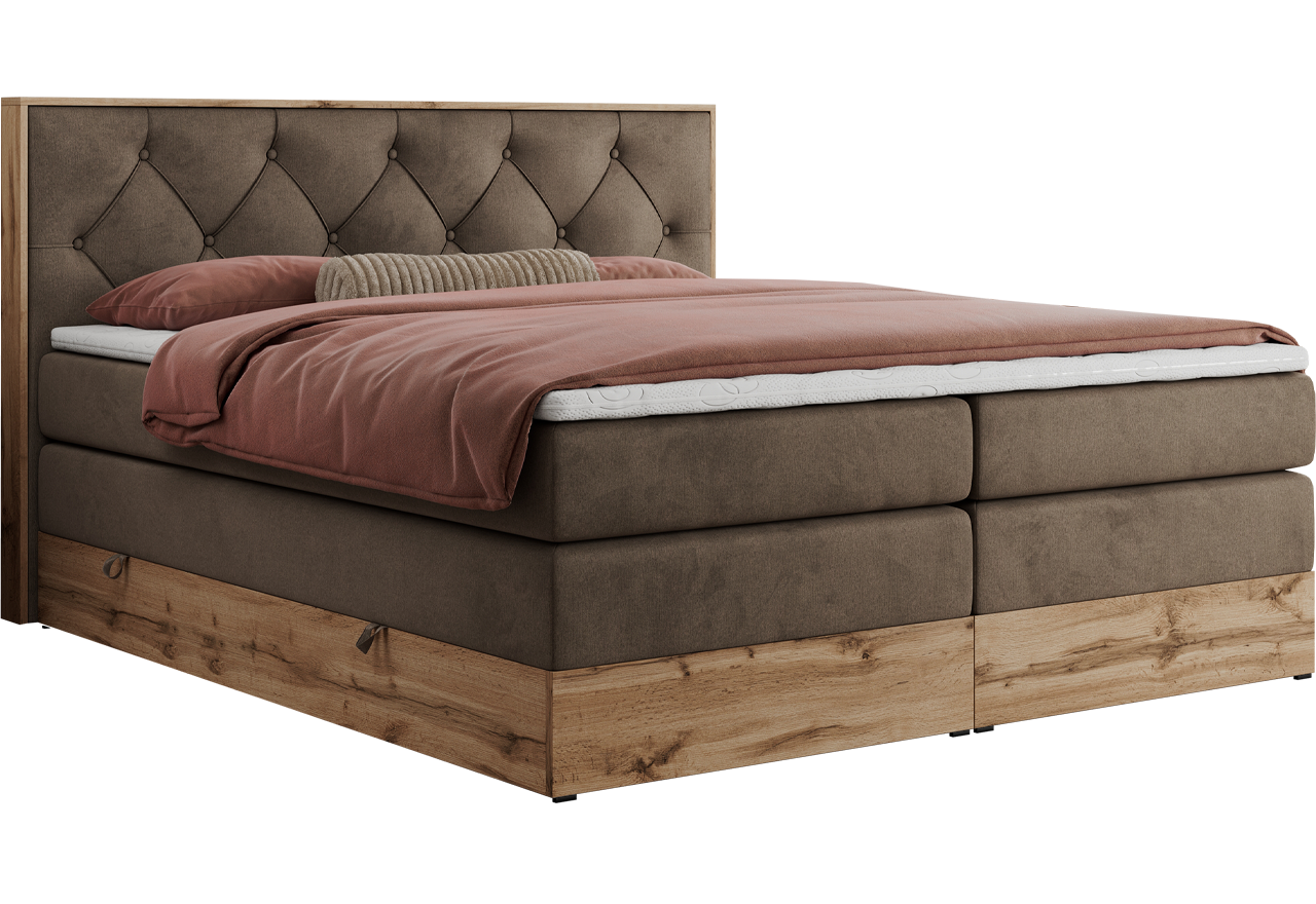 Łóżko kontynentalne VENETO KING 140x200 - Monolith 15 - brązowy - OUTLETU