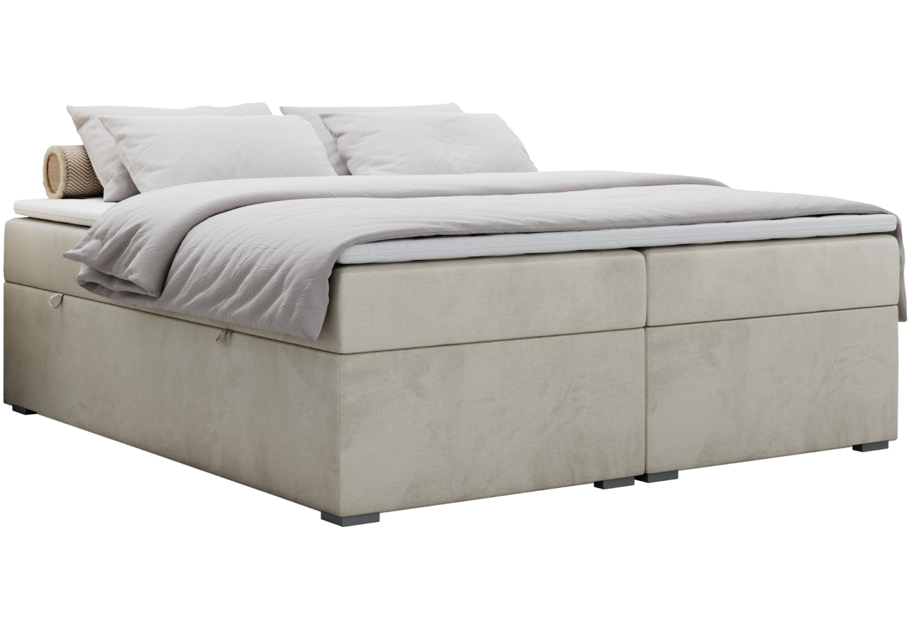 Łóżko kontynentalne bez wezgłowia BESS 200x200 - Monolith 02 - beżowy - OUTLET