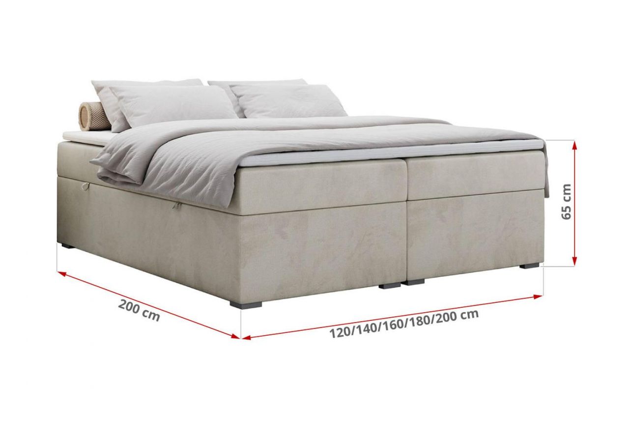 Łóżko kontynentalne bez wezgłowia BESS 160x200 - Monolith 02 - beżowy - OUTLET