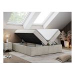 Łóżko kontynentalne bez wezgłowia BESS 160x200 - Monolith 02 - beżowy - OUTLET