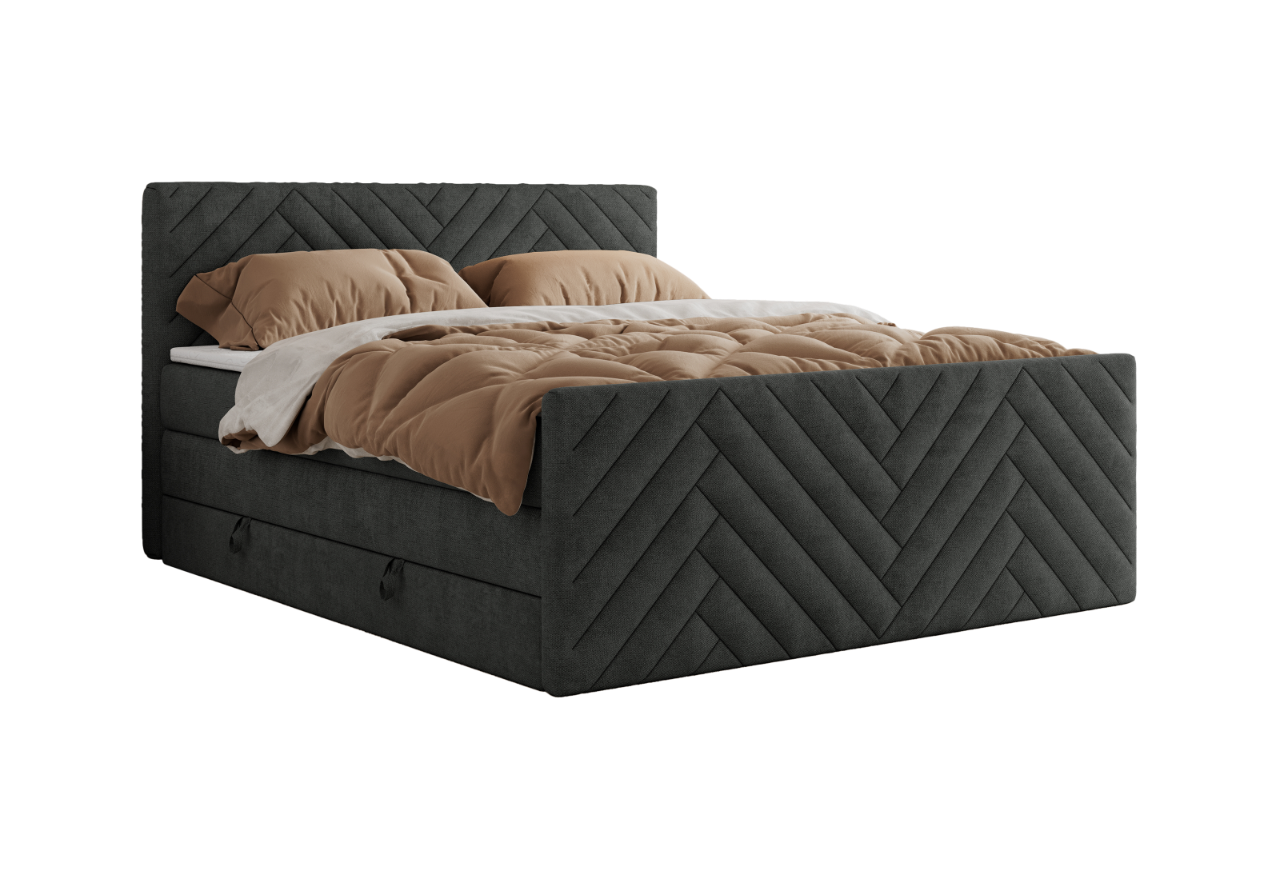 Łóżko kontynentalne PARIS KING DUO 200x200 - Matana 05 - ciemny szary - OUTLET