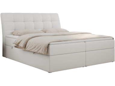 Łóżko kontynentalne DIEGOS 180x200 - Soft 17 - biała ekoskóra - OUTLET