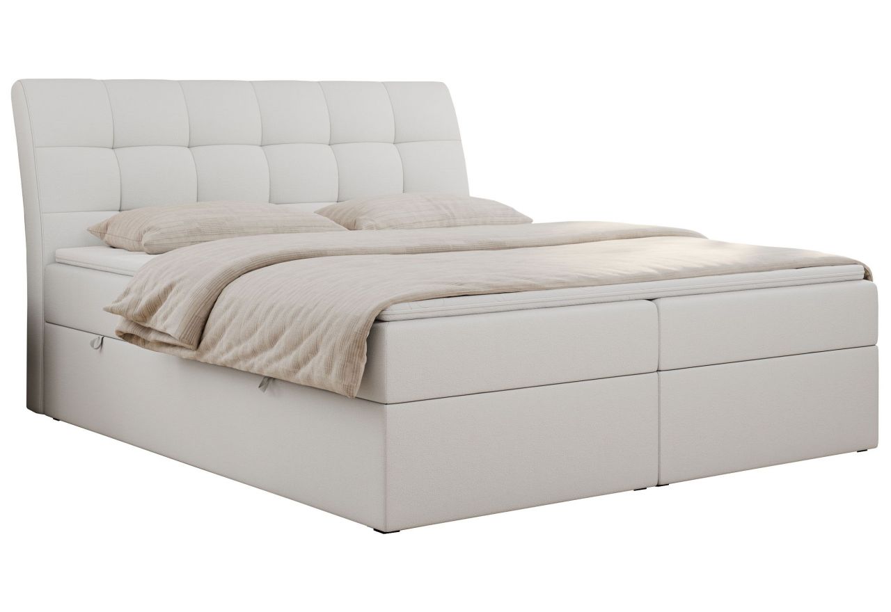 Łóżko kontynentalne DIEGOS 180x200 - Soft 17 - biała ekoskóra - OUTLET