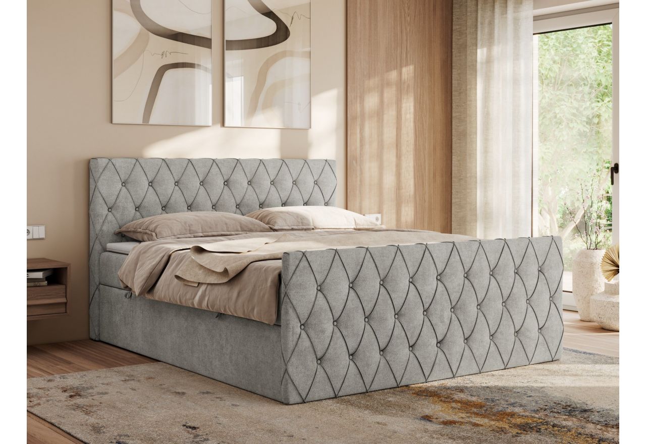 Łóżko kontynentalne MIREN DUO 200x200 - Matana 01 - jasny szary - OUTLET