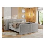 Łóżko kontynentalne, elektrycznie sterowane z pilota - FORTINA 200x200 - H4 - jasnoszary, struktura