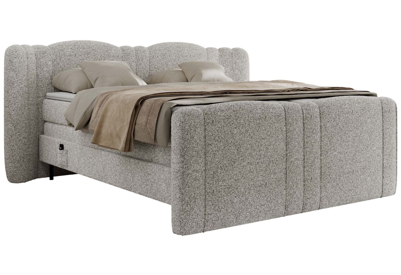 Łóżko kontynentalne, elektrycznie sterowane z pilota - FORTINA 180x200 - H4 - jasnoszary, struktura