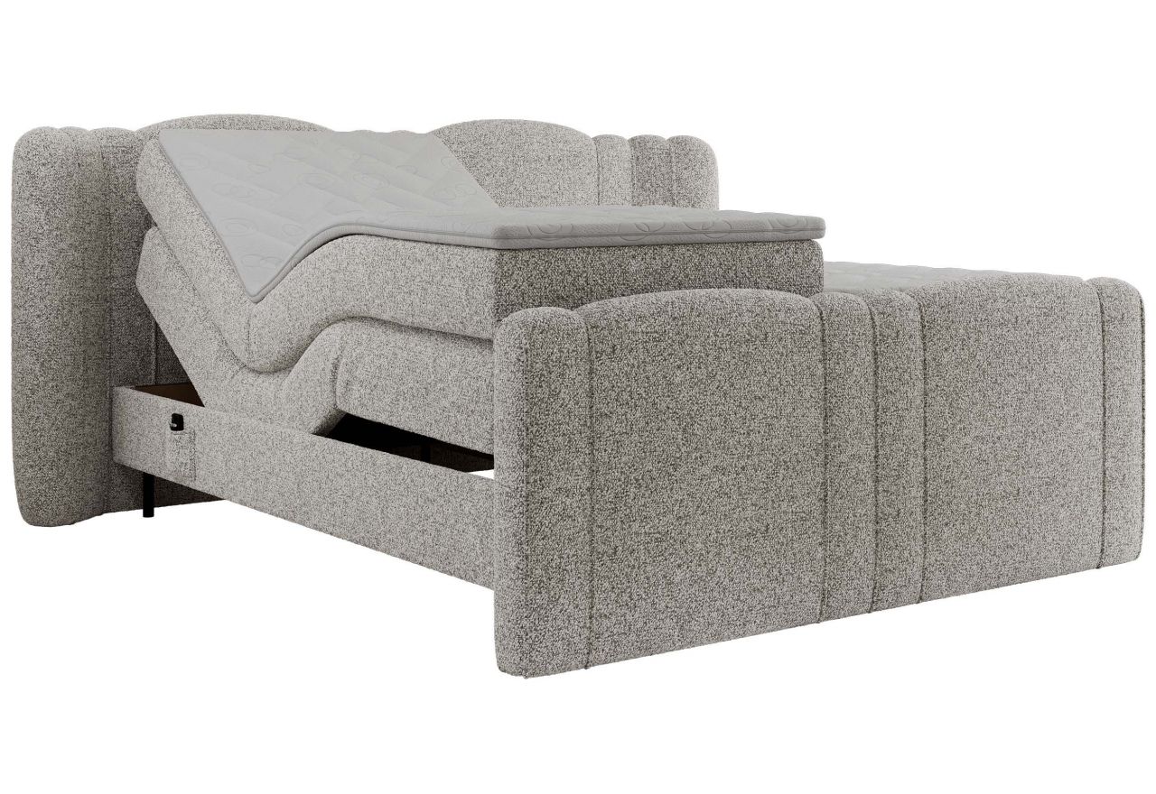 Łóżko kontynentalne, elektrycznie sterowane z pilota - FORTINA 180x200 - H4 - jasnoszary, struktura