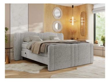 Łóżko kontynentalne, elektrycznie sterowane z pilota - FORTINA 160x200 - H4 - jasnoszary, struktura