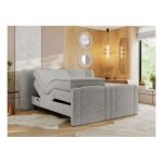 Łóżko kontynentalne, elektrycznie sterowane z pilota - FORTINA 160x200 - H4 - jasnoszary, struktura