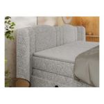 Łóżko kontynentalne, elektrycznie sterowane z pilota - FORTINA 160x200 - H4 - jasnoszary, struktura