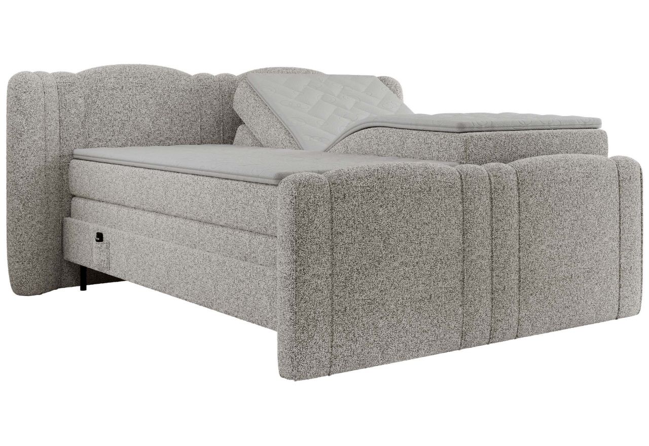 Łóżko kontynentalne, elektrycznie sterowane z pilota - FORTINA 140x200 - H4 - jasnoszary, struktura