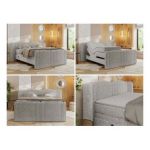 Łóżko kontynentalne, elektrycznie sterowane z pilota - FORTINA 180x200 - H3 - jasnoszary, struktura