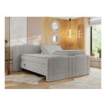 Łóżko kontynentalne, elektrycznie sterowane z pilota - FORTINA 140x200 - H3 - jasnoszary, struktura