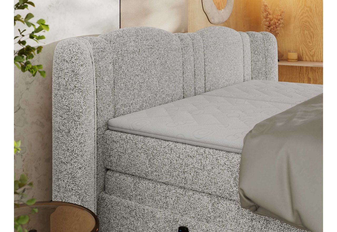 Łóżko kontynentalne, elektrycznie sterowane z pilota - FORTINA 140x200 - H3 - jasnoszary, struktura