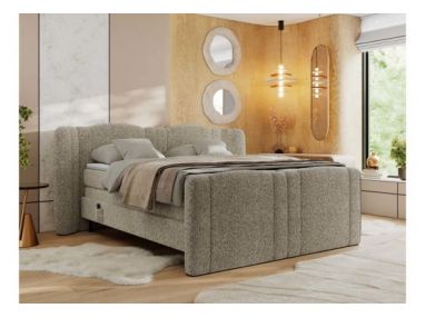 Łóżko kontynentalne, elektrycznie sterowane z pilota - FORTINA 200x200 - H4 - ciemnobeżowy, struktura