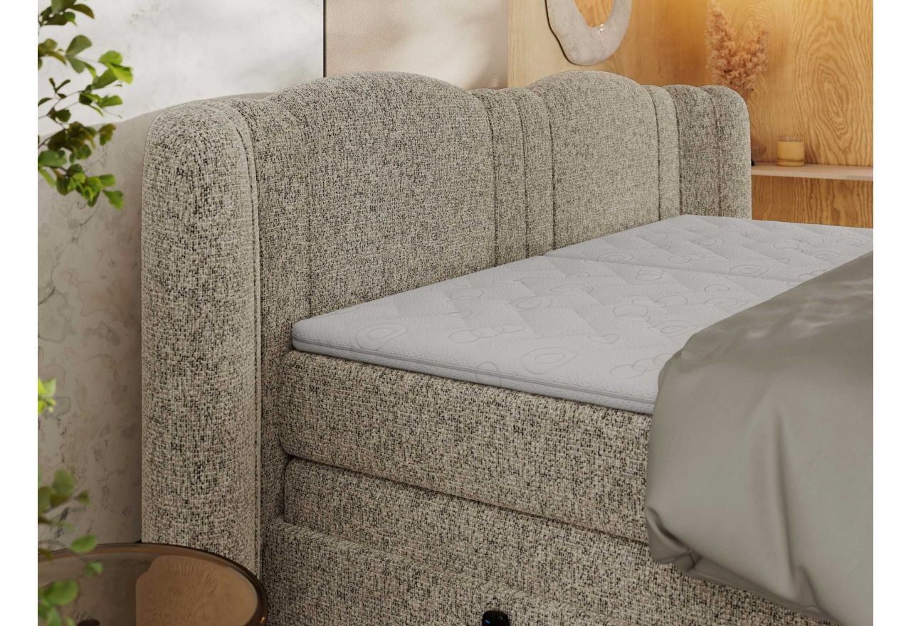 Łóżko kontynentalne, elektrycznie sterowane z pilota - FORTINA 200x200 - H4 - ciemnobeżowy, struktura