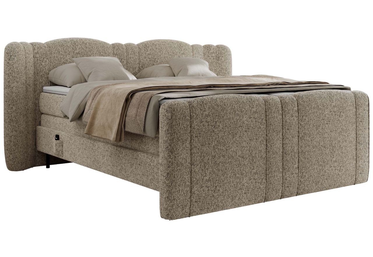 Łóżko kontynentalne, elektrycznie sterowane z pilota - FORTINA 180x200 - H4 - ciemnobeżowy, struktura