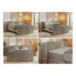 Łóżko kontynentalne, elektrycznie sterowane z pilota - FORTINA 180x200 - H3 - ciemnobeżowy, struktura