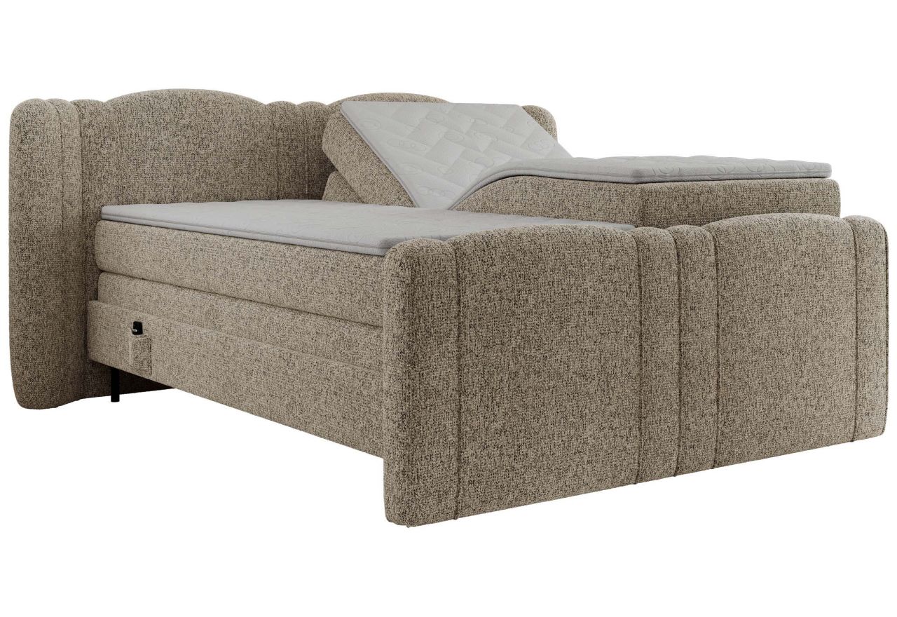 Łóżko kontynentalne, elektrycznie sterowane z pilota - FORTINA 180x200 - H3 - ciemnobeżowy, struktura