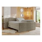 Łóżko kontynentalne, elektrycznie sterowane z pilota - FORTINA 160x200 - H3 - ciemnobeżowy, struktura