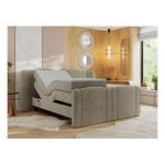 Łóżko kontynentalne, elektrycznie sterowane z pilota - FORTINA 160x200 - H3 - ciemnobeżowy, struktura