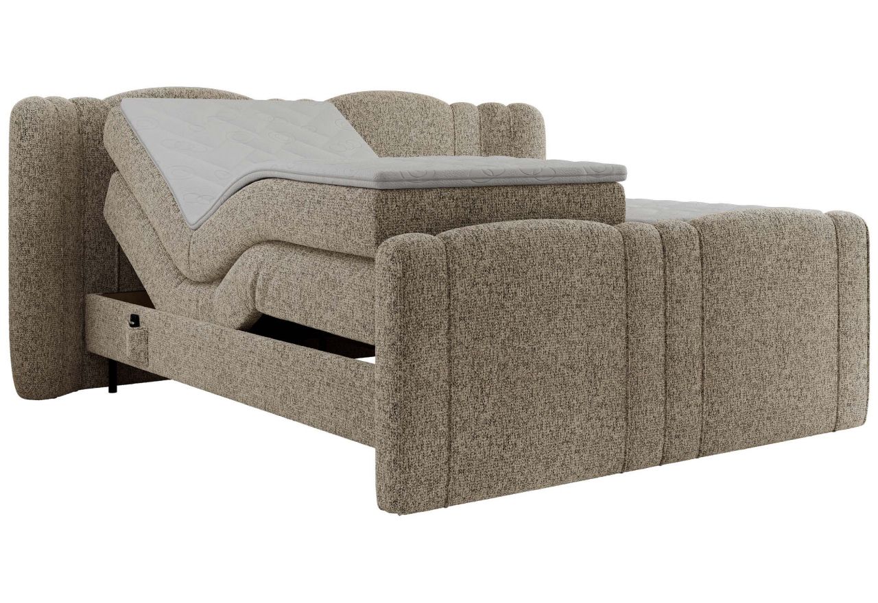 Łóżko kontynentalne, elektrycznie sterowane z pilota - FORTINA 160x200 - H3 - ciemnobeżowy, struktura