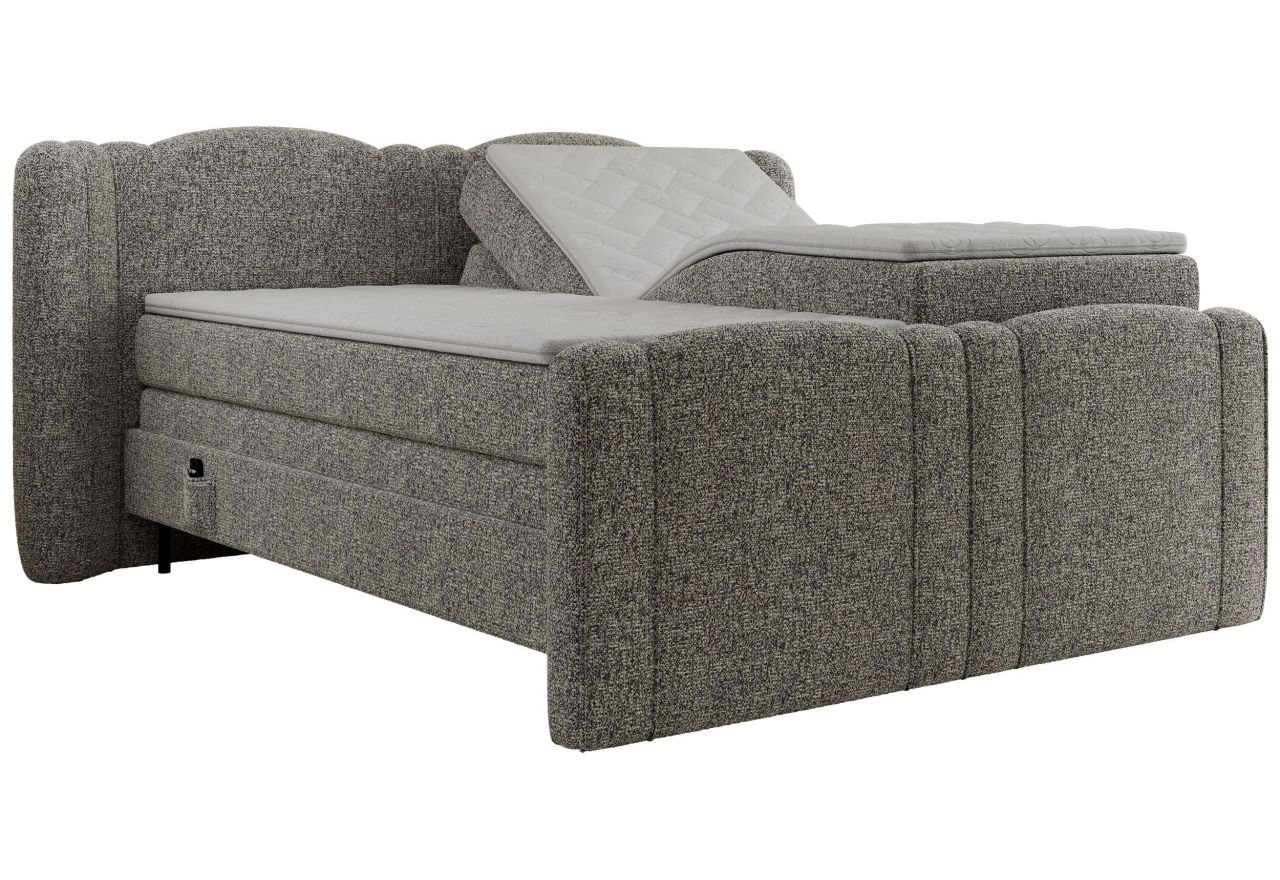 Łóżko kontynentalne, elektrycznie sterowane z pilota - FORTINA 180x200 - H4 - szary, struktura