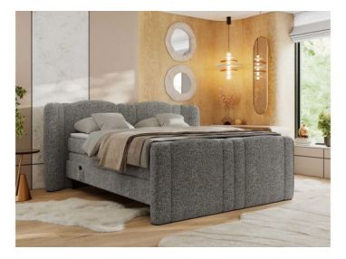 Łóżko kontynentalne, elektrycznie sterowane z pilota - FORTINA 160x200 - H4 - szary, struktura