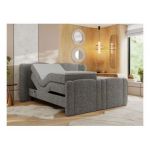 Łóżko kontynentalne, elektrycznie sterowane z pilota - FORTINA 140x200 - H4 - szary, struktura