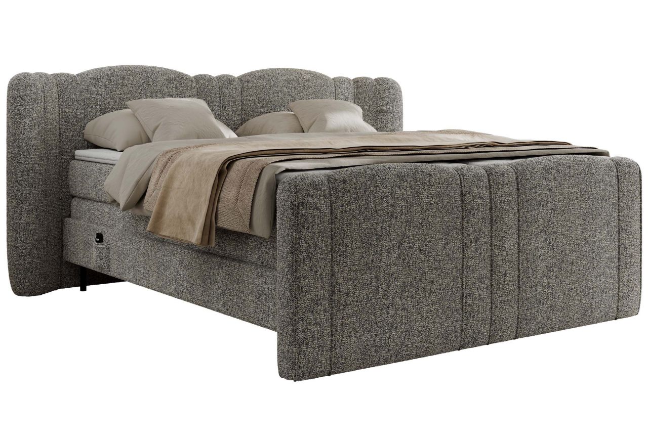 Łóżko kontynentalne, elektrycznie sterowane z pilota - FORTINA 140x200 - H4 - szary, struktura