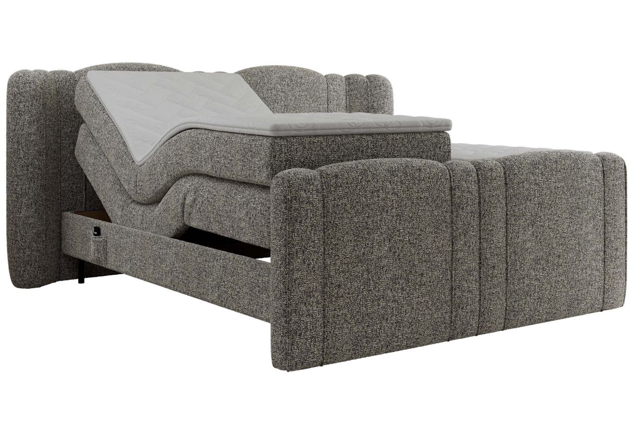 Łóżko kontynentalne, elektrycznie sterowane z pilota - FORTINA 140x200 - H4 - szary, struktura