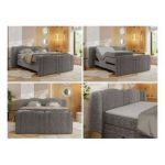 Łóżko kontynentalne, elektrycznie sterowane z pilota - FORTINA 180x200 - H3 - szary, struktura