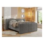 Łóżko kontynentalne, elektrycznie sterowane z pilota - FORTINA 160x200 - H3 - szary, struktura