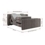 Łóżko kontynentalne, elektrycznie sterowane z pilota - FORTINA 140x200 - H3 - szary, struktura