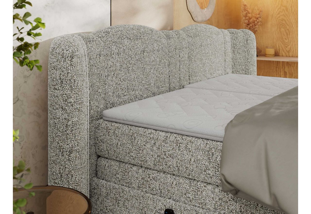 Łóżko kontynentalne, elektrycznie sterowane z pilota - FORTINA 200x200 - H4 - beżowy, struktura