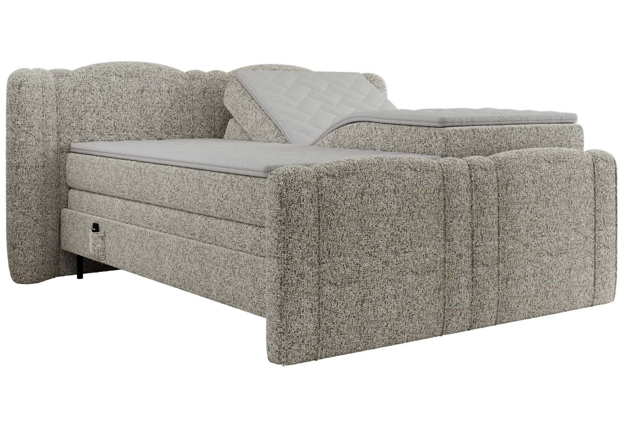 Łóżko kontynentalne, elektrycznie sterowane z pilota - FORTINA 200x200 - H4 - beżowy, struktura