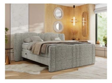 Łóżko kontynentalne, elektrycznie sterowane z pilota - FORTINA 160x200 - H4 - beżowy, struktura