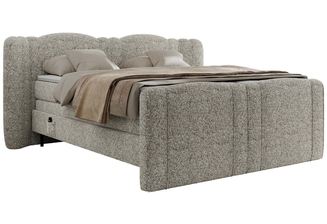 Łóżko kontynentalne, elektrycznie sterowane z pilota - FORTINA 160x200 - H4 - beżowy, struktura