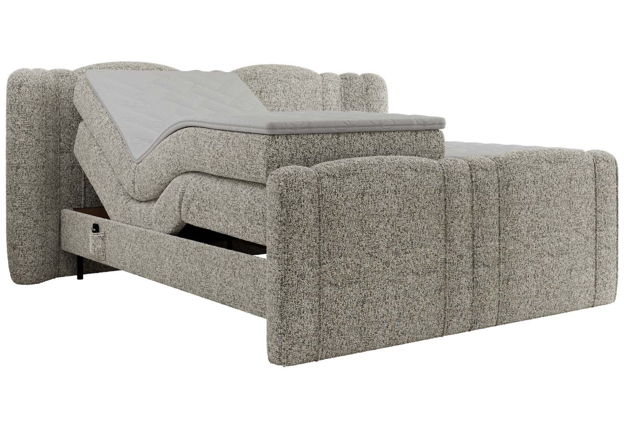 Łóżko kontynentalne, elektrycznie sterowane z pilota - FORTINA 140x200 - H4 - beżowy, struktura