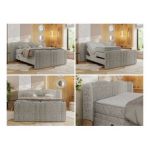 Łóżko kontynentalne, elektrycznie sterowane z pilota - FORTINA 200x200 - H3 - beżowy, struktura