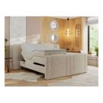 Łóżko kontynentalne, elektrycznie sterowane z pilota - FORTINA 200x200 - H4 - kremowy, struktura