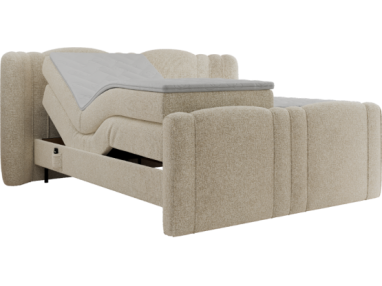 Łóżko kontynentalne, elektrycznie sterowane z pilota - FORTINA 160x200 - H4 - kremowy, struktura