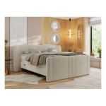 Łóżko kontynentalne, elektrycznie sterowane z pilota - FORTINA 180x200 - H3 - kremowy, struktura